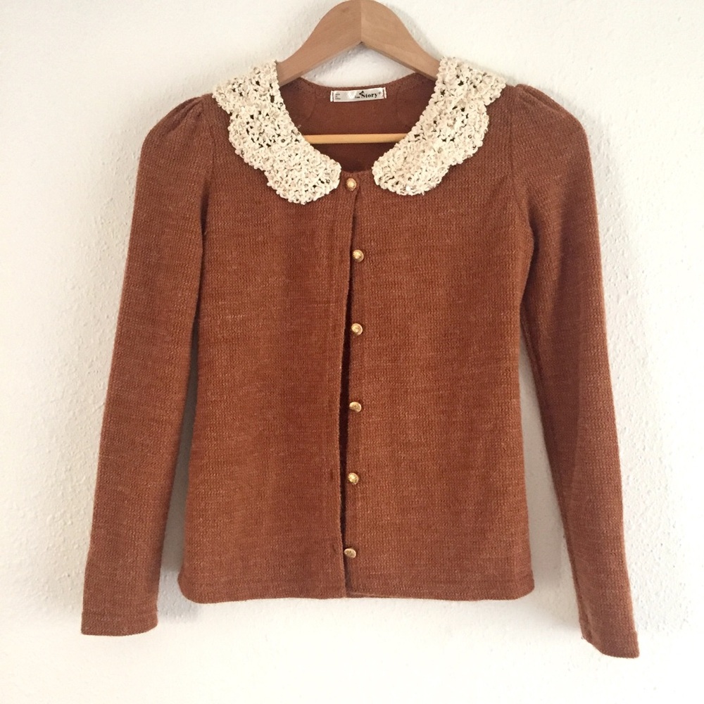 Brown Collar Cardigan Size XS/S